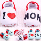 Lovely Toddler Baby Girl Boy Round Toe Flats Soft Slippers Shoes I Love MOM/DAD