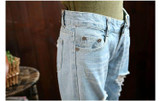 Large size women fat MM waist jeans eighth hole jeans woman boyfriend jeans for women ripped jeans for women