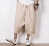 Large Size M-5XL Male Loose Linen Casual Pant High Quality Fashion Men Short Harem Pant Summer Trousers