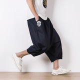 Large Size M-5XL Male Loose Linen Casual Pant High Quality Fashion Men Short Harem Pant Summer Trousers