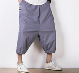 Large Size M-5XL Male Loose Linen Casual Pant High Quality Fashion Men Short Harem Pant Summer Trousers