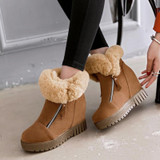 Large Size Ankle Boots Platform Shoes Woman Warm Fur Snow Boots Women Wedge Shoes Casual Shoes Woman Winter Platform High Heel