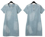 Large size 5XL Sundress Jeans Women's casual plus size vestidos embroidery beaded Denim Dresses big sizes Party Summer Dress