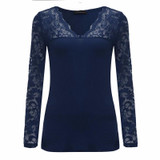 Lace Crochet Shirt 2018 Fashion Women Blouses Sexy Long Sleeve V Neck Stretchy Tops Casual Shirts Oversized Blusas Plus Size