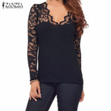 Lace Crochet Shirt 2018 Fashion Women Blouses Sexy Long Sleeve V Neck Stretchy Tops Casual Shirts Oversized Blusas Plus Size