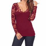 Lace Crochet Shirt 2018 Fashion Women Blouses Sexy Long Sleeve V Neck Stretchy Tops Casual Shirts Oversized Blusas Plus Size