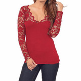 Lace Crochet Shirt 2018 Fashion Women Blouses Sexy Long Sleeve V Neck Stretchy Tops Casual Shirts Oversized Blusas Plus Size