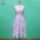 Romantic Short Light Purple/Lavender Bridesmaid Dress Tiered Ruffle Tulle Bridesmaid Dresses Elegant Girls Bridesmaid Gowns B72