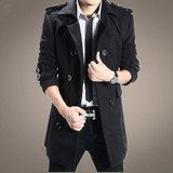 ROKEDISS 2017 New Winter Double breasted wool coat men long sections thick woolen coats Mens Casual Fashion Jacket Z128