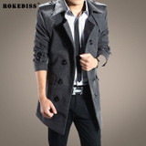 ROKEDISS 2017 New Winter Double breasted wool coat men long sections thick woolen coats Mens Casual Fashion Jacket Z128