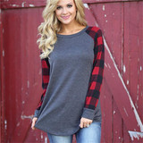 Rogi Women Tops and Blouses 2017 Fashion Plaid Printed Female Shirt Long Sleeve O-neck Autumn Blouse Blusas Plus Size Clothing