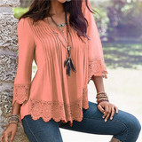 Rogi Women Lace Patckwork Blouses 2017 Sexy V-Neck Tee Shirt Ladies Jumper Tops Blusas Camisetas Mujer Femme Vetement Femme