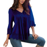 Rogi Women Lace Patckwork Blouses 2017 Sexy V-Neck Tee Shirt Ladies Jumper Tops Blusas Camisetas Mujer Femme Vetement Femme