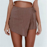 Spring Autumn Women Linen Irregular Hot High Waist Girl Skirt Shorts Culottes Wrap