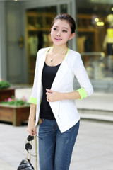 Spring Autumn Women Blazer Lady Suit Jacket Female Coat Business Office Uniform Blaser White/Blue Cardigan Femme Feminine 2016
