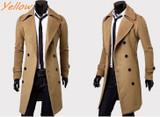 Spring Autumn Winter Men's Fashion Casual Single Breasted Long Trench Coat Jacket Pea Coat Overcoat British Style DFBTC001
