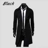 Spring Autumn Winter Men's Fashion Casual Single Breasted Long Trench Coat Jacket Pea Coat Overcoat British Style DFBTC001