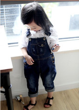Spring Autumn Toddler Baby Strap Bib Denim Trousers Children Unisex Cotton Animal blue Suspenders Jeans Kids Overall Pants
