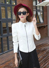spring Autumn Short Outwear 2017 New Spring Fashion Women Motorcycle PU Leather Jackets Female Zippers Coat Hot Black white