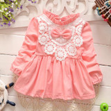 Spring Autumn roupas de bebe Girls Baby Long Sleeve Lace Bow Kids Infant Dress vestidos