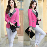 Spring Autumn Plaid Patchwork Blazer Jacket Women Slim Long Sleeve One Button Blazers Coats OL Elegant Suits Jackets Office Wear