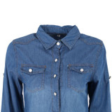 Spring Autumn jeans woman Women Blouse Lapel Button Blue Down Denim Jean Shirt Female Pocket Slim Top Coat Blouse Blusa