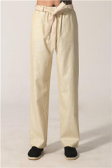 Spring Autumn Gray Chinese Men's Kung Fu Trousers Cotton Linen Pants Clothing Size S M L XL XXL XXXL MNP02