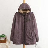 Spring Autumn Fashion Women Jacket Coat Pocket Zipper Hooded Two Side Wear Cartoon Print Outwear Loose Plus Size