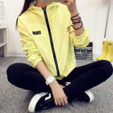 Spring Autumn Fashion Women Jacket Coat Pocket Zipper Hooded Two Side Wear Cartoon Print Outwear Loose