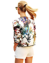 Spring Autumn Floral Bomber Jacket Women Casual Sleeve Floral Zipper Jacket Women Coat Plus Size S-XL Chaquetas Mujer Casaco