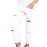 Spring Autumn Fashion Pants Women Denim Skinny Pencil Pants High Waist Stretch Jeans Trousers Cotton Drawstring Slim Pants