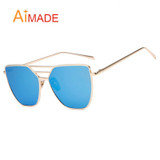 Aimade 2017 New Fashion Gothic Cat Eye Sunglasses Women Vintage Brand Designer Mirror Cateye Sun Glasses For Female Retro Oculos