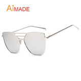 Aimade 2017 New Fashion Gothic Cat Eye Sunglasses Women Vintage Brand Designer Mirror Cateye Sun Glasses For Female Retro Oculos