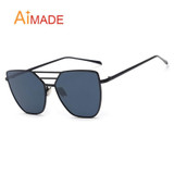 Aimade 2017 New Fashion Gothic Cat Eye Sunglasses Women Vintage Brand Designer Mirror Cateye Sun Glasses For Female Retro Oculos
