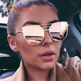 Aimade 2017 New Fashion Gothic Cat Eye Sunglasses Women Vintage Brand Designer Mirror Cateye Sun Glasses For Female Retro Oculos