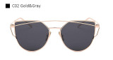 Aimade 2016 New Cat Eye Sunglasses Women Brand Designer Fashion Twin-Beams Rose Gold Mirror Cateye Sun Glasses For Female UV400