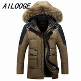 AILOOGE Down Coat Winter Jacket Men 2016 Men Down Coat With Hood Coat Men Winter Designer Winter Jackets Men Down Jackert