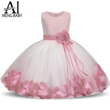 Ai Meng Baby Flower Baby Girl Christening Gown Baptism Clothes Newborn Baby Girl 1 Year Birthday Dress Infant Party Dresses Wear