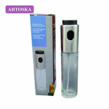 AHTOSKA Oil Sprayer Glass Bottle Olive Pump Stainless Steel Vinegar Spraying Bottle Kitchen Oil Tool