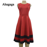 Ahagaga Women Dresses 2017 Summer Fashion Sleeveless O-neck Sexy A-line Dress Women Mesh Backless Elegant Cute Dresses Vestidos