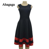 Ahagaga Women Dresses 2017 Summer Fashion Sleeveless O-neck Sexy A-line Dress Women Mesh Backless Elegant Cute Dresses Vestidos