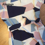 Ahagaga 2017 Summer Dress Women Fashion Print Elegant Cute Sashes O-neck Sexy Slim Sheath Dress Women Dresses Vestidos Robes