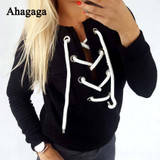 Ahagaga 2017 Autumn Winter Sweatshirts Women Fashion Long Sleeve Solid Regular o-Neck Sexy Women Sweatshirts Pullovers Blusas