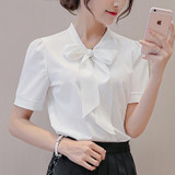 BIBOYAMALL Blouses For Women Summer Women Tops Short Sleeve Casual Chiffon Blouse Female Work Wear Solid Pink Office Shirts BIBOYAMALL Blouses For Women Summer Women Tops Short Sleeve Casual Chiffon Blouse Female Work Wear Solid Pink Office Shirts