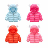 Bibihou Girls Winter Jackets Boys Cartoon Style Girl Fashion Outerwear Baby Girls Clothes Hooded Jacket for Girls Cotton Parkas