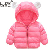 Bibihou Girls Winter Jackets Boys Cartoon Style Girl Fashion Outerwear Baby Girls Clothes Hooded Jacket for Girls Cotton Parkas