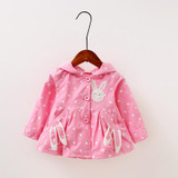 Bibihou Baby Girls Jacket Clothes 2017 Spring Cotton Sweet Newborn Bow Cartoon Rabbit Hooded Windbreaker For Jackets &amp; Coats