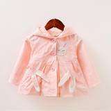 Bibihou Baby Girls Jacket Clothes 2017 Spring Cotton Sweet Newborn Bow Cartoon Rabbit Hooded Windbreaker For Jackets &amp; Coats