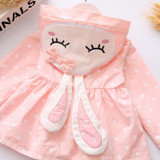 Bibihou Baby Girls Jacket Clothes 2017 Spring Cotton Sweet Newborn Bow Cartoon Rabbit Hooded Windbreaker For Jackets &amp; Coats