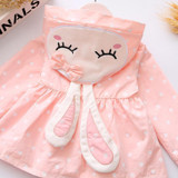 Bibihou Baby Girls Jacket Clothes 2017 Spring Cotton Sweet Newborn Bow Cartoon Rabbit Hooded Windbreaker For Jackets &amp; Coats